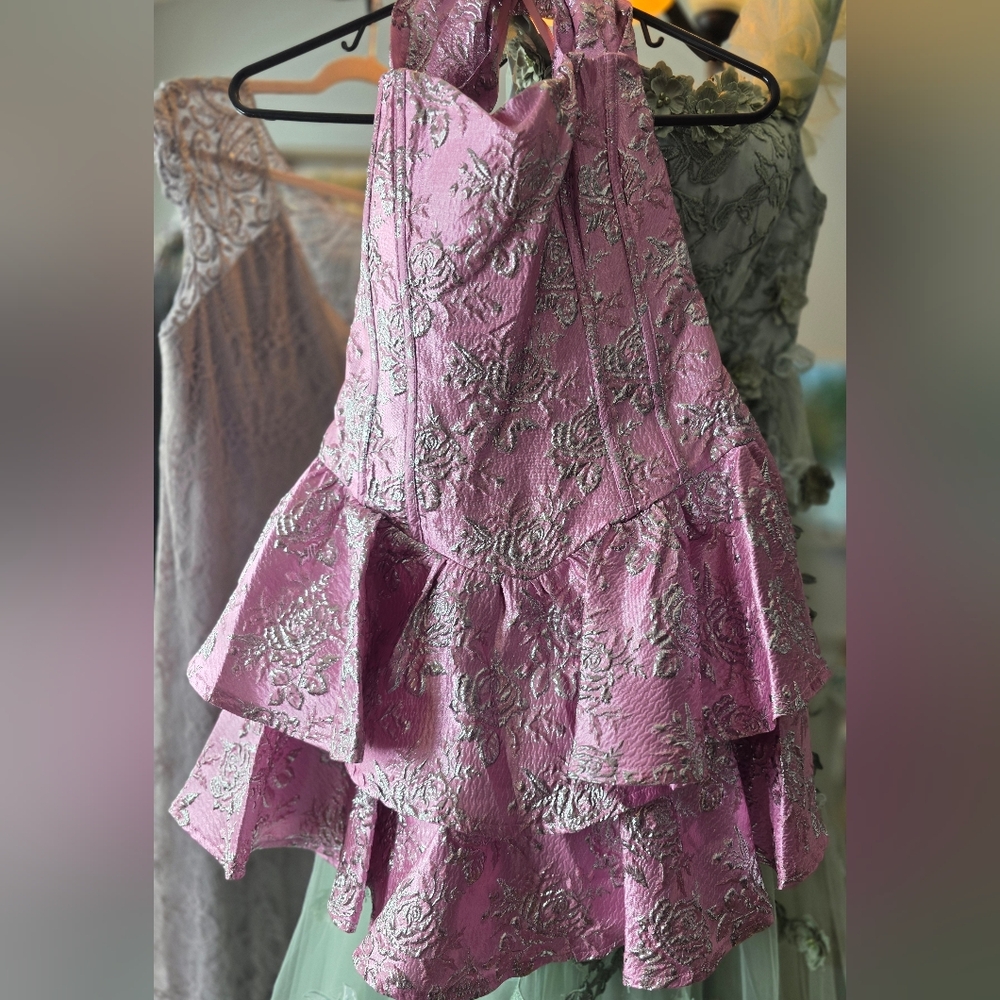 Alex & Sophia Strapless Pink Metallic Brocade Peplum Dress Nwt Y2k 90's 9/10 - Picture 6 of 6